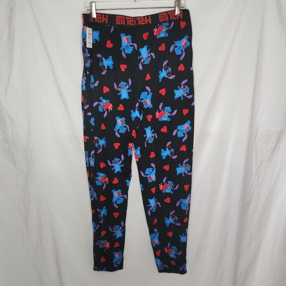 New Disney Men Lilo & Stitch Heart Kisses 2 pc Pajama Set Red Black Loungewear M - Picture 9 of 13